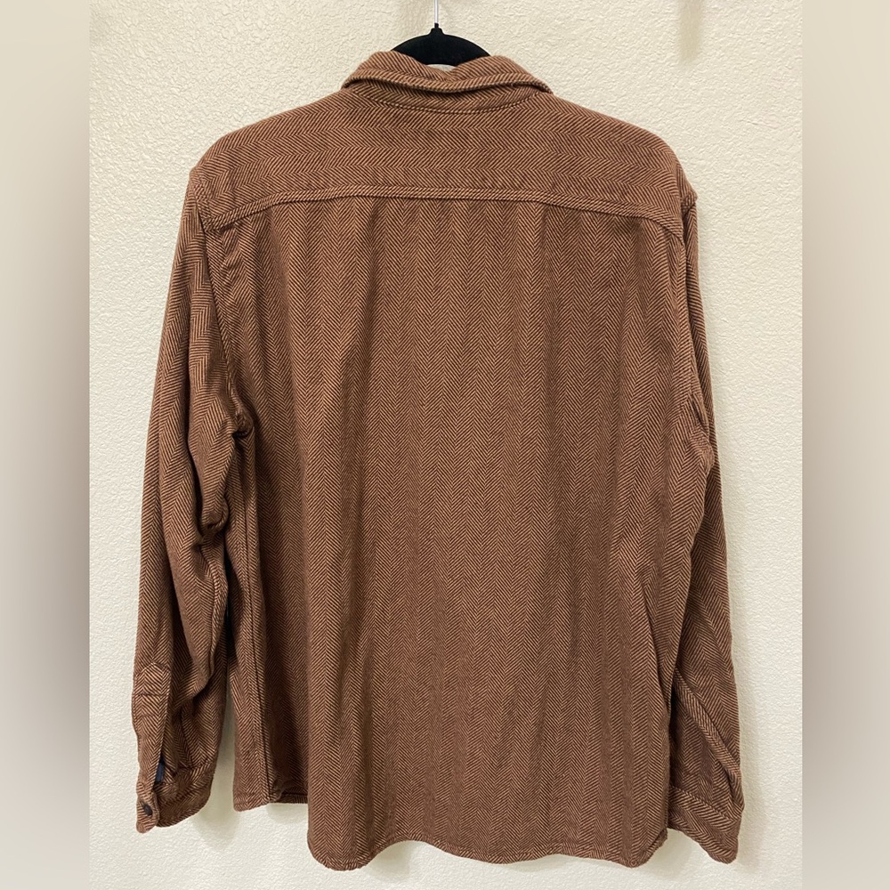 Lands End Chevron Brown Button-Up Flannel Shirt - Picture 4 of 7